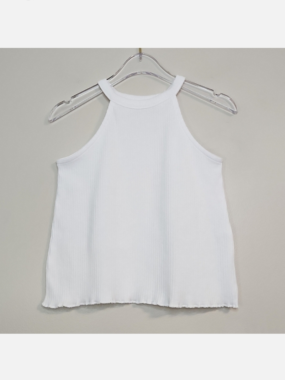 3/$15 Zara Girls White Ribbed Cropped Halter Tank, Size 5 ~ EUC